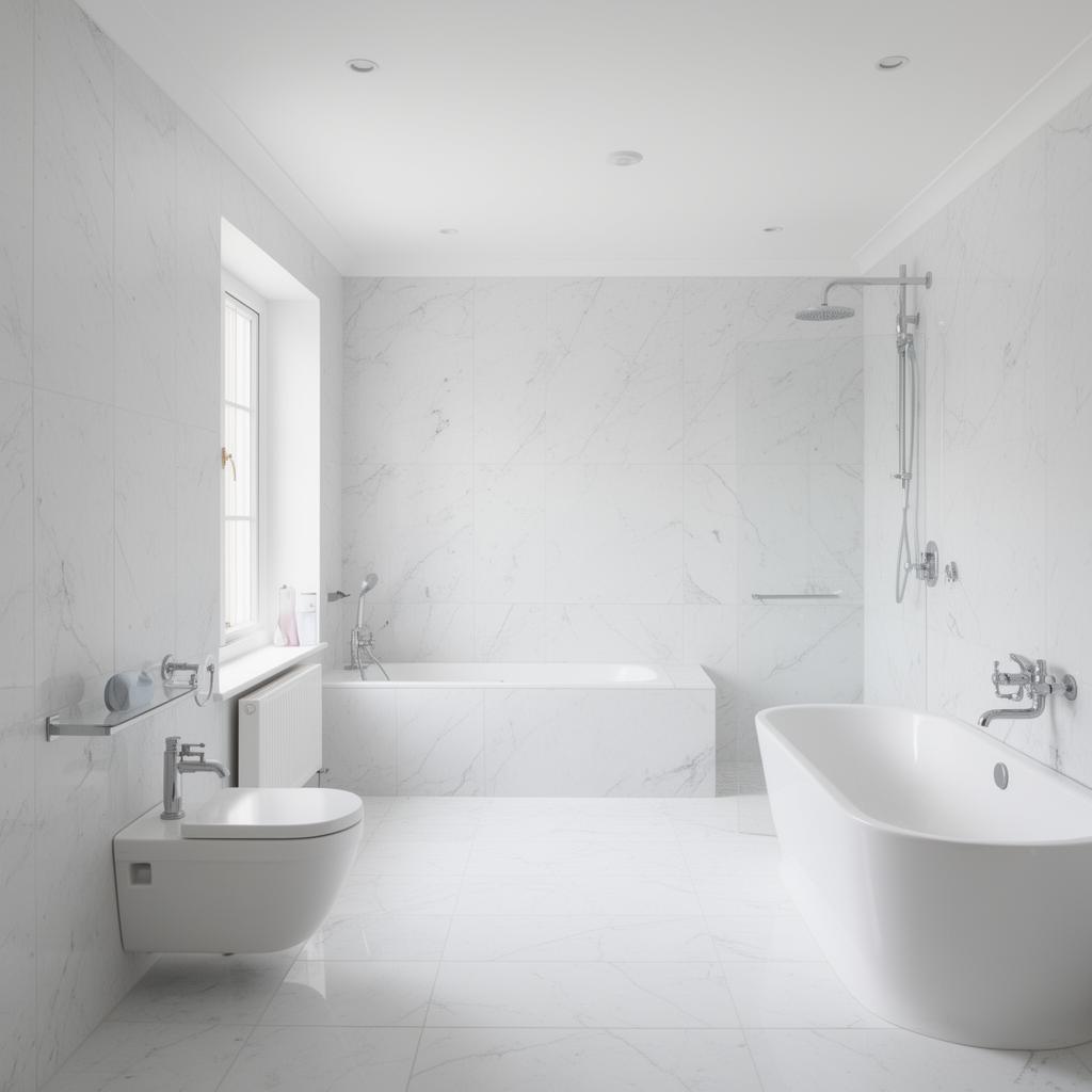 Bathroom renovation complete. Marble finishes & fresh plastering. Client was thrilled! 🚿