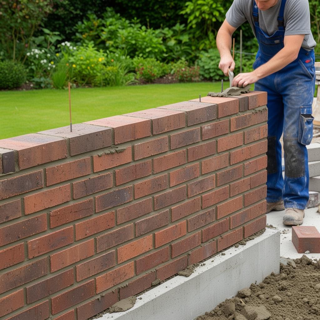 Boundary wall going up. Clean lines, solid mortar, built to last a lifetime. 🧱